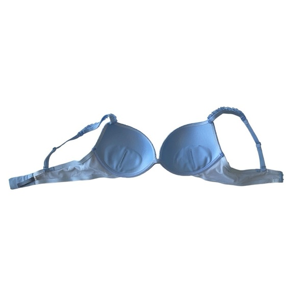 AERIE PADDED PUSH UP BRA WOMENS  SIZE 34C LIGHT BLUE FLORAL BLOOM LACE - Picture 2 of 13